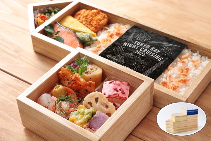 ▲洋室與和室搭配的特色餐點「東京灣繽紛海苔便當」示意圖。　圖：東海汽船／來源